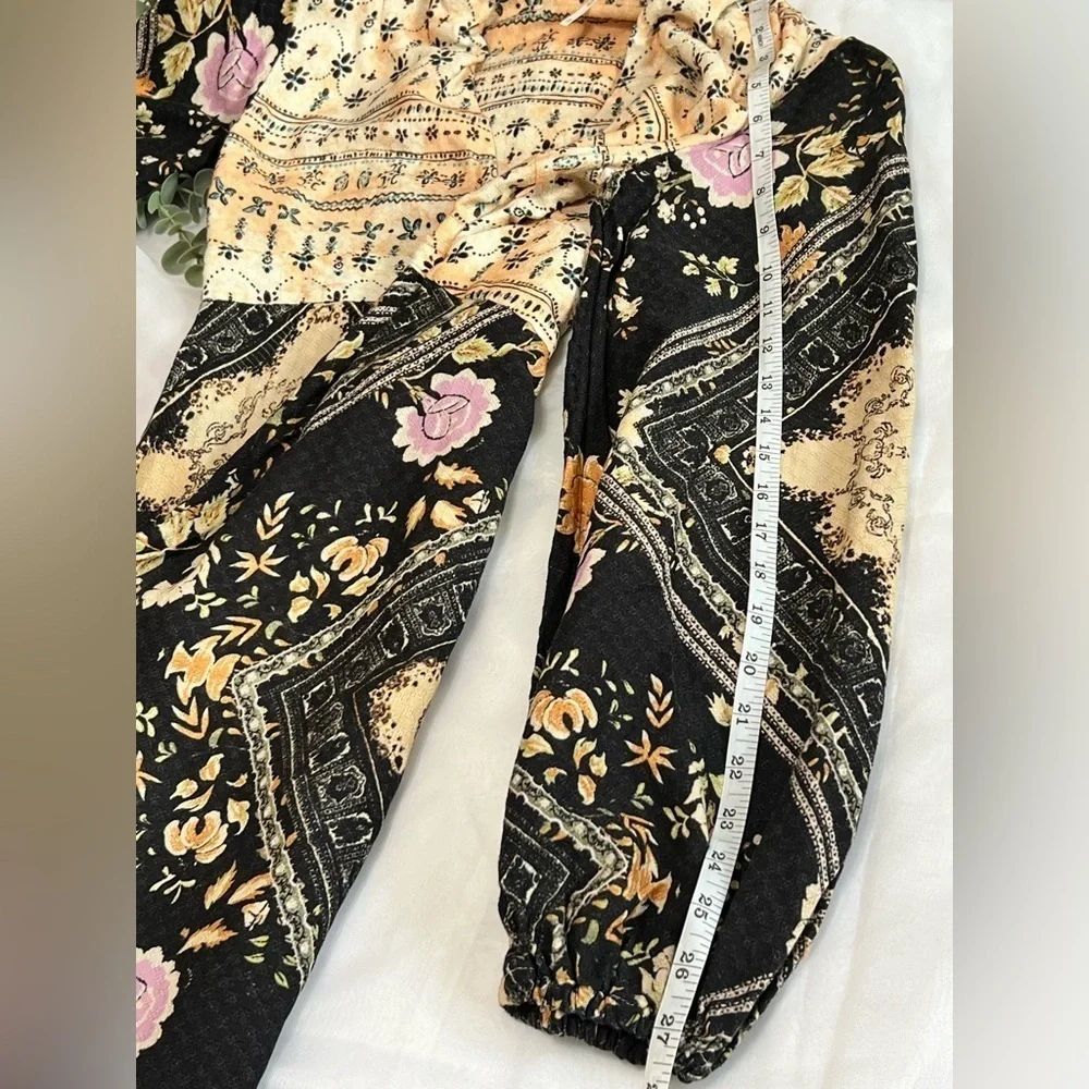 Free People Mini Boho Plunge Dress Size Xs Long Sleeve Descanso Floral
